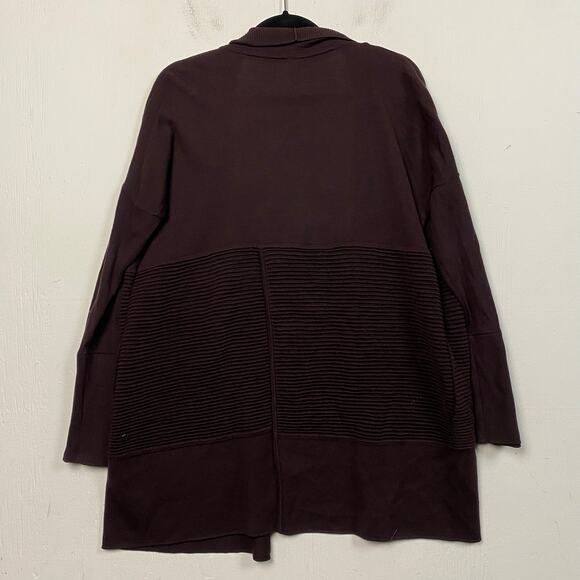 Lululemon Sit In Lotus Wrap II Merino Wool Black Cherry Cardigan Sweater Size 6 - Picture 6 of 12